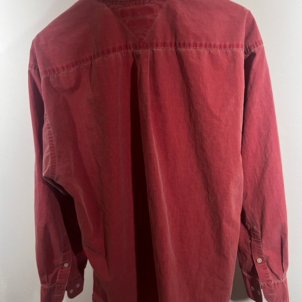 Men's Tommy Hilfiger Red Button-Up Pigment Dyed Shirt - Size XL - Picture 2 of 14